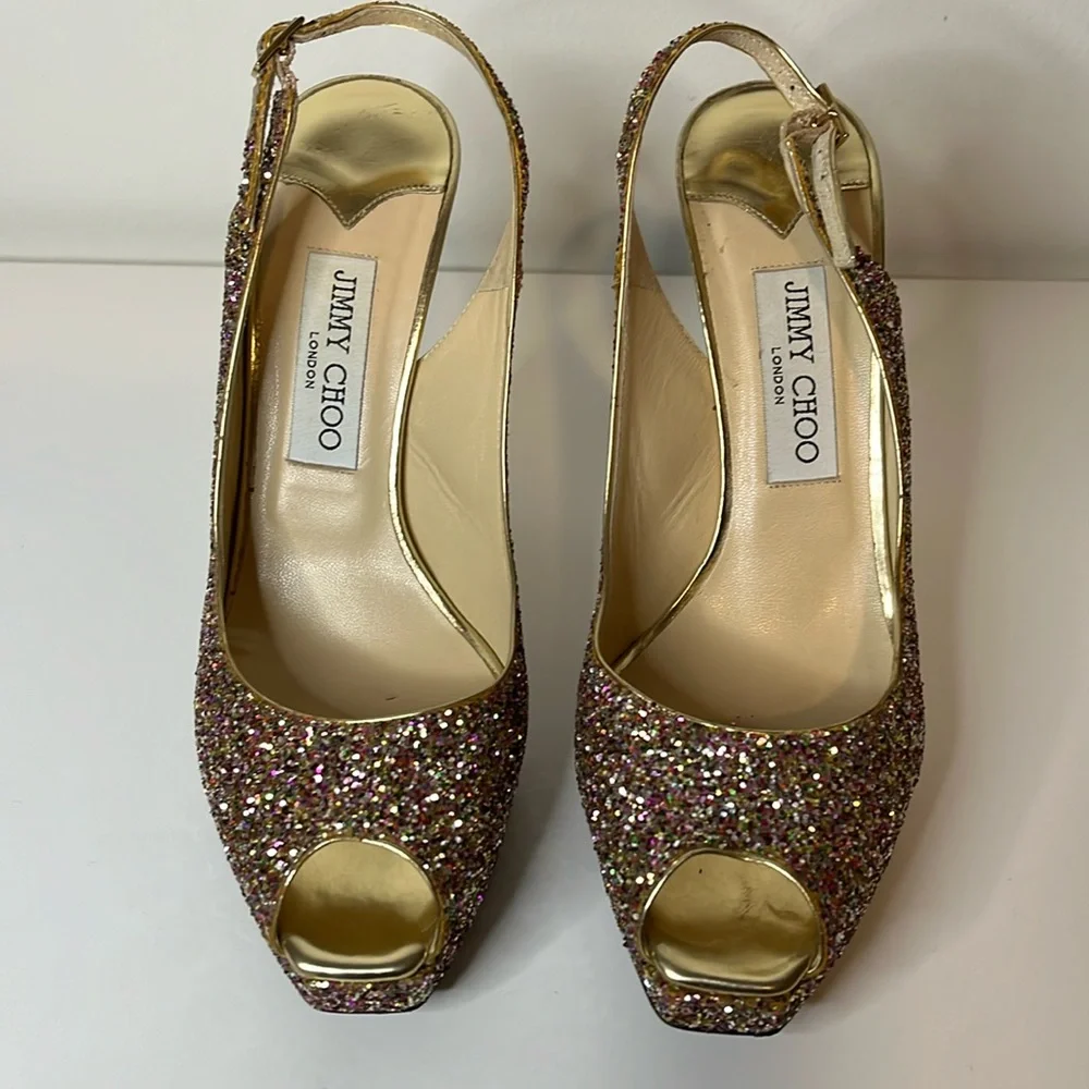 Jimmy Choo platform glitter stilettos‎ size 8.5